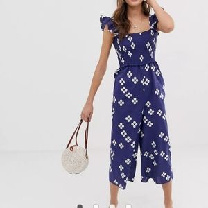 ASOS Shirred Polka Dot Jumpsuit